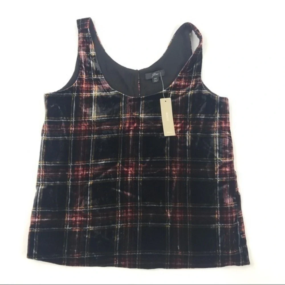 New J Crew Velvet Tank Top Stewart Tartan Plaid